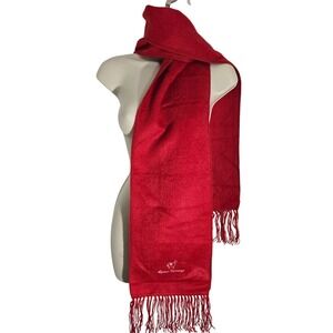 Alpaca Camargo Red Alpaca Wool Fringe Scarf Embroidered‎ Llama Logo 72x8.5